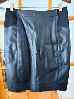 Vero Moda Black Faux Leather Pencil Skirt with Stretch Panels